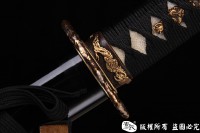 切刃唐刀式武士刀--高猛钢制作，配鎏金装具，唐刀武士刀的完美结合